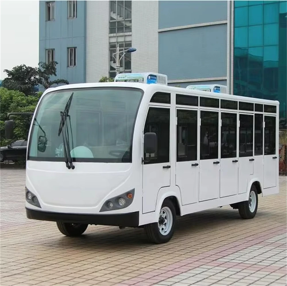 Customized Street Legal 4 Wheels Tourist Car 28Km/H Speed 96V 15Kw 23 Seaters Closed Electric Tourist Shuttle Bus