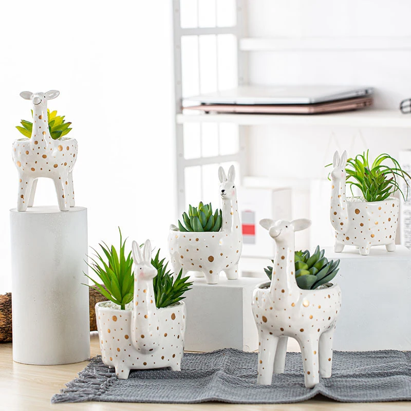 Персонализированный горшок для растений в форме оленя, оптовая продажа керамических цветочных горшков для дома и сада