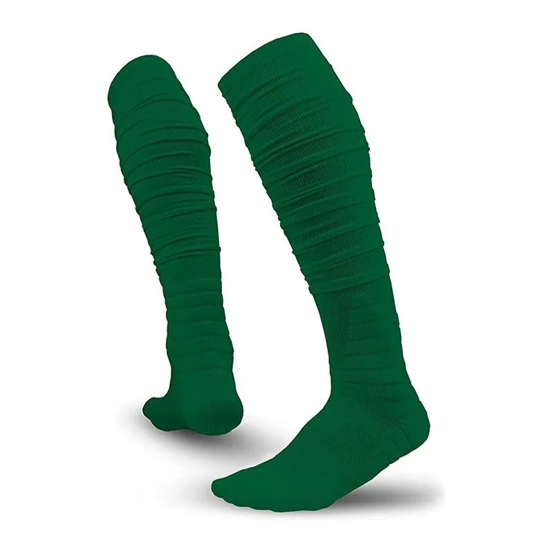 100% Cotton Knitted Printed Embroidered Logo American Football Long Leg Sleeves Scrunch Soccer Football Socks