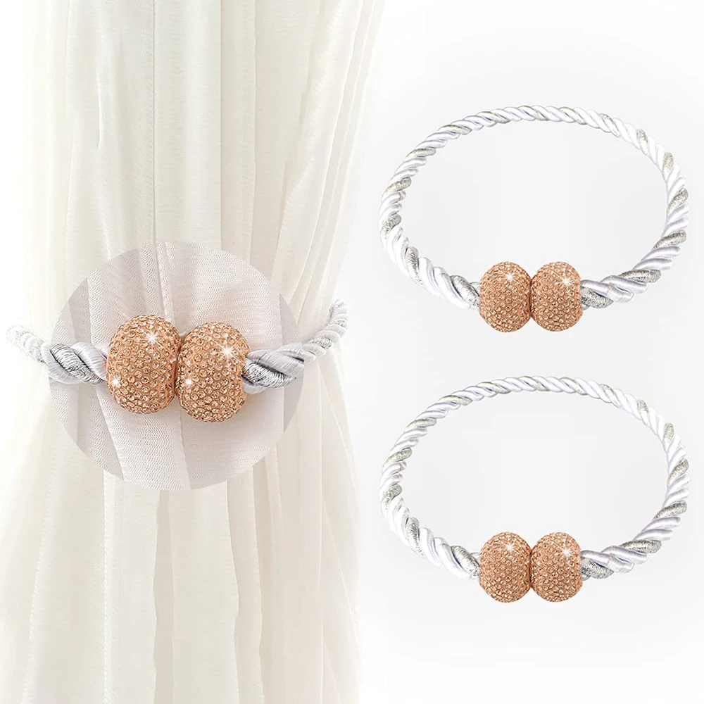 1 PC Magnetic Curtain Tiebacks Bling Bling Rhinestone Tie Backs Holders Clips for Home Office Decorative Rope Holdbacks