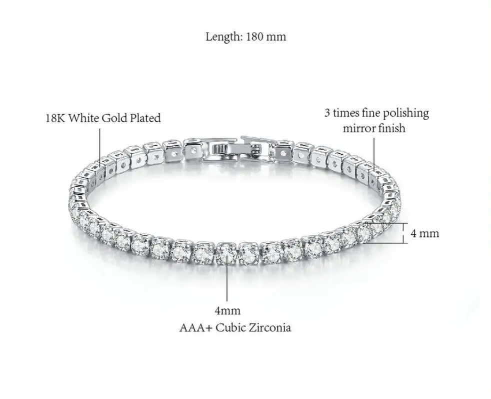 Hip Hop CZ Tennis Bracelet Silver Gold Rose Gold Plated Iced Out Cubic Zircon Ankle Bracelet for Women