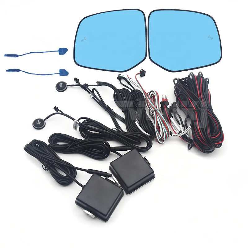 Side rearview mirror blue glass lens with blind spot system For Toyota Land Cruiser 300 LC300 2022 anti glare blind spot assist