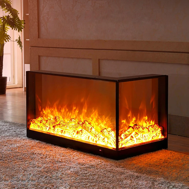 Corner 2-sided decorative kitchen island guest dining room can be customized Heating adjustable  flame adjustable 2DH fireplace
