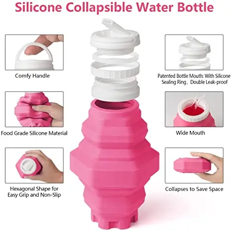 foldable bottle sport water bottle 500 ml drinking 2022 new products custom logo wholesale direct silicone  material