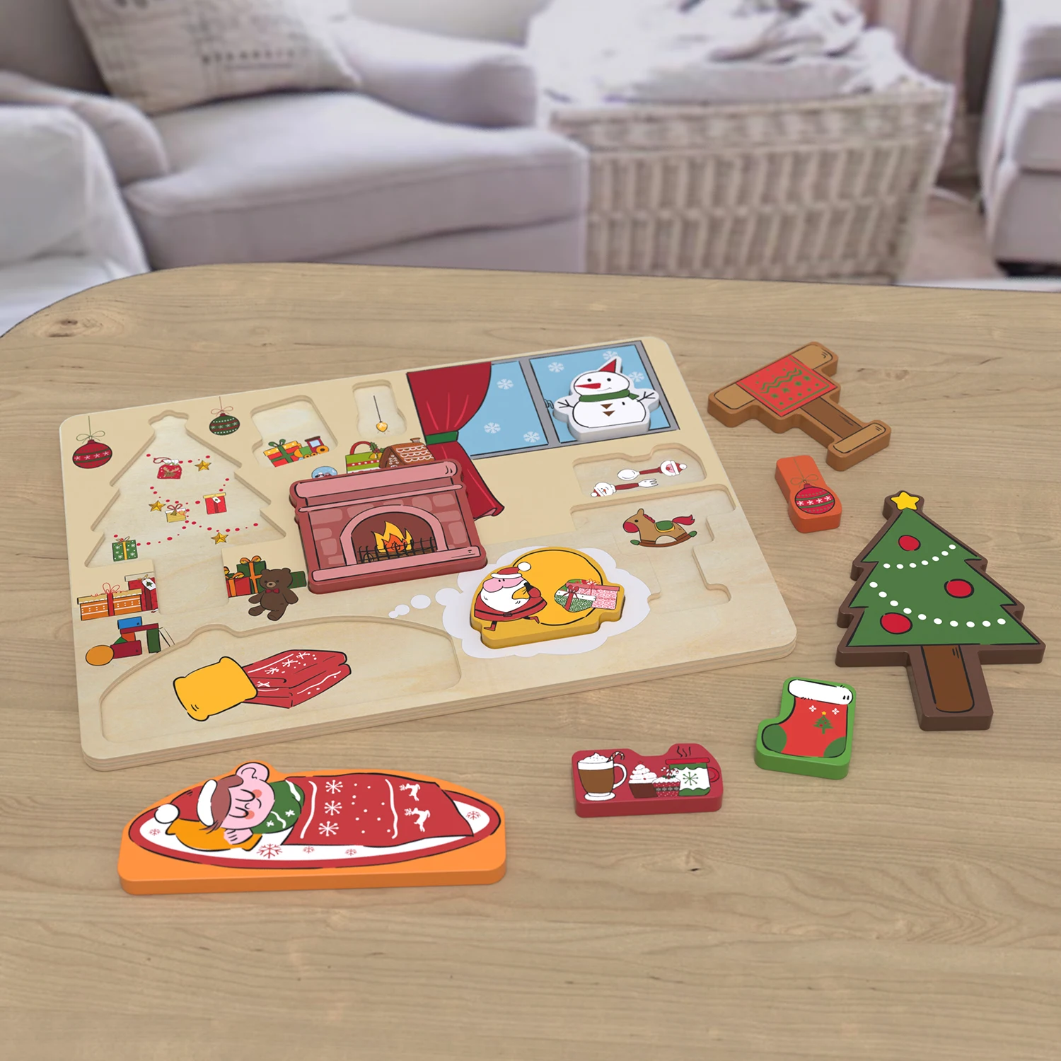Children Educational Toys Puzzle Jigsaw Wooden Toys Montessori Early Learning Christmas Puzzle Toys