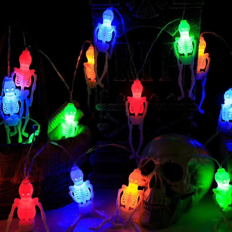 New Design Outdoor Indoor Decorative Halloween Skeleton Light String 9.8ft 20leds USB Powered Holiday LED String Light