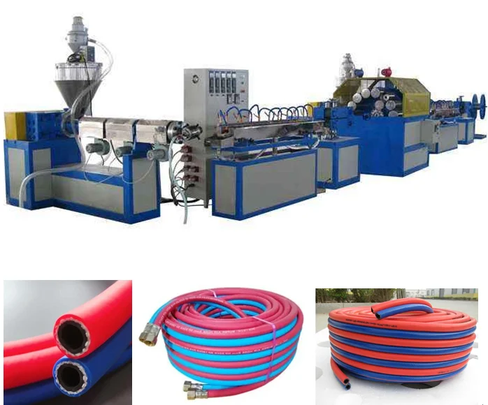 Five layers double fiber reinforced PVC hose making machine/ oxygen acetylene hose production line