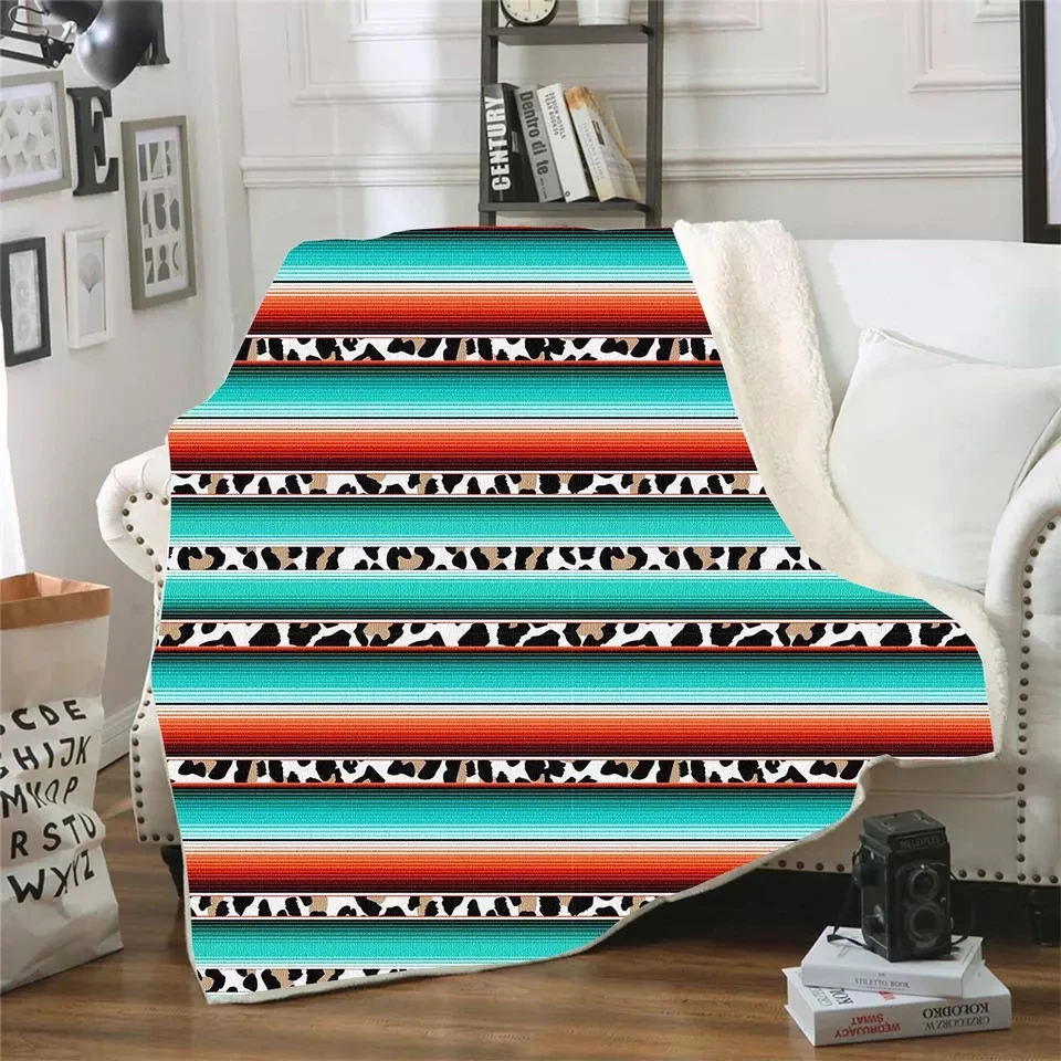 High Quality Personalized Western Style Cow Aztec Print Cowboy Flannel Blankets