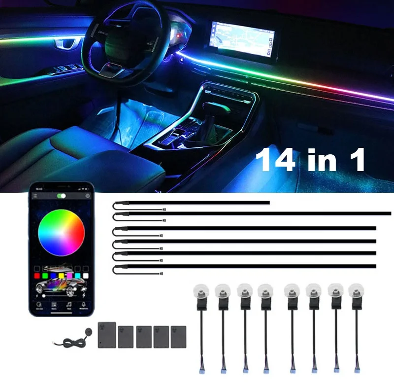 18 in 1 Acrylic Ambient light  Optic Fiber Light for Car Atmosphere lamp Interior Lights for Mercedes benz kit BMW Tesla  Tesla