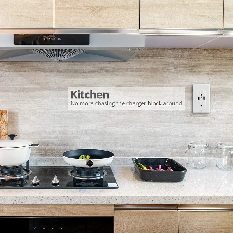 USB outlet 4.8A 125V Intelligent identification chip smart wall socket plug outlet receptacles with ETL