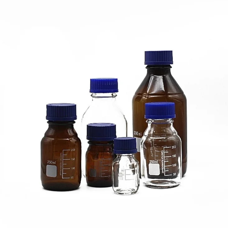 
chemical test reagent glasswares blue screw 30ml 60ml borosilicate reagent bottle 