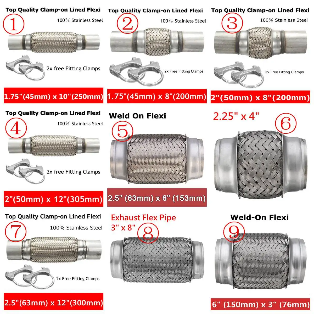 Auto exhaust flexi tubes Flexible Pipe Connector with Mesh Braid various types of automotive exhaust hose bellows