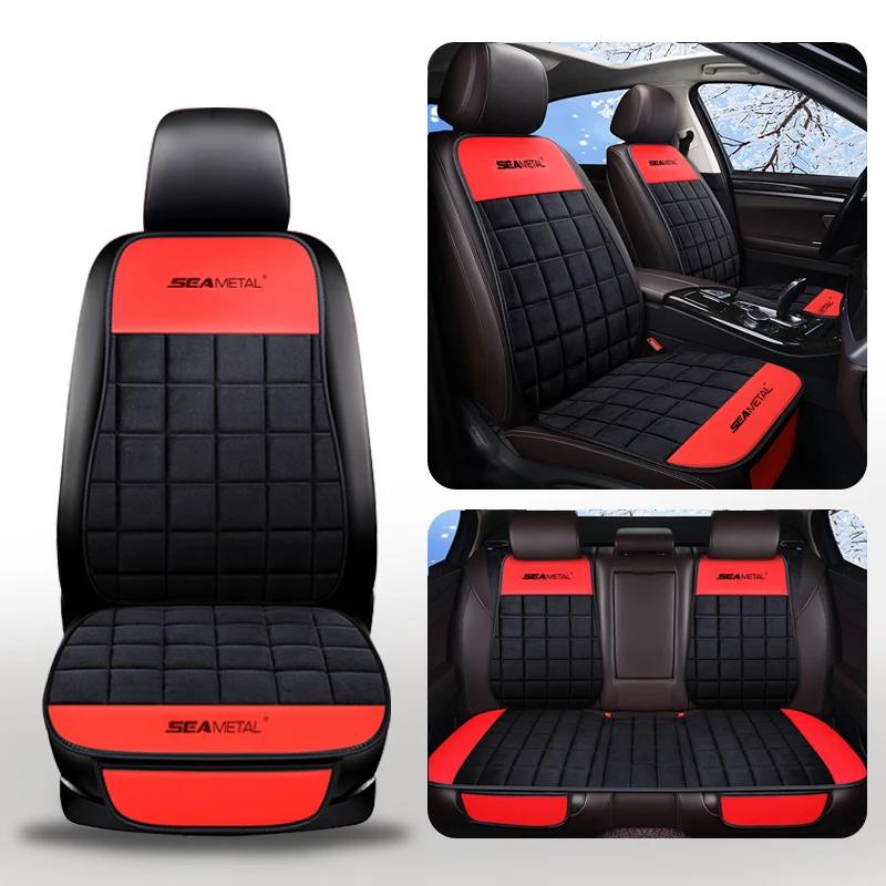 SEAMETAL Plush Automobiles Seats Cover Set Universal Vehicles Seat Protector