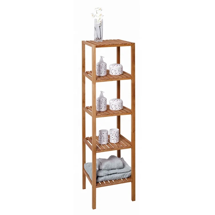 
5-Tier Shelf Multifunctional Storage Rack Shelving,Bathroom Bamboo Ladder Towel Shelf 