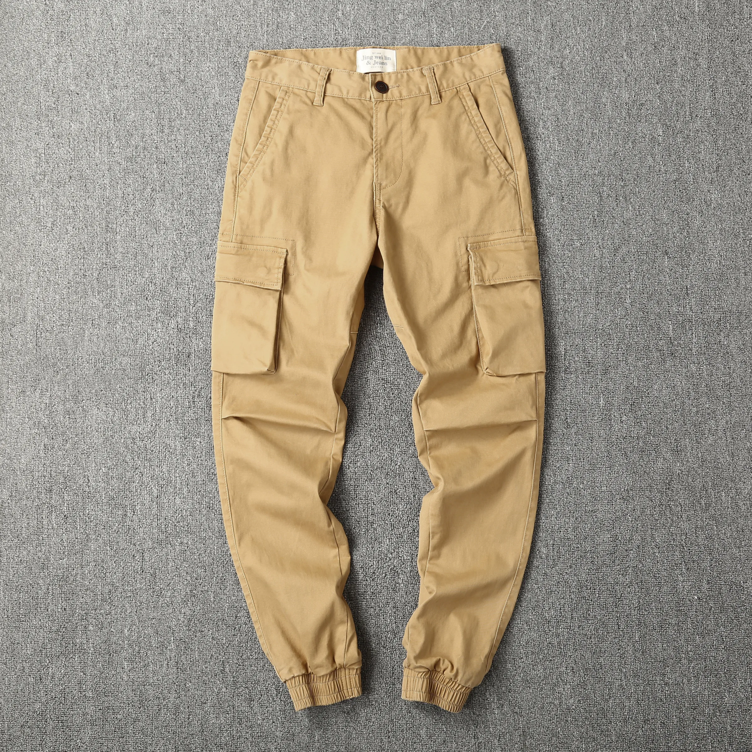 2022 fashion casual style khaki cargo baggy trousers utility cotton cargo pants with multi pockets