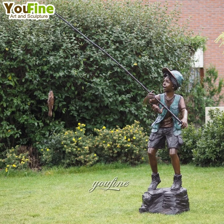Life Size Outdoor Garden Bronze Boy with Dog Statue