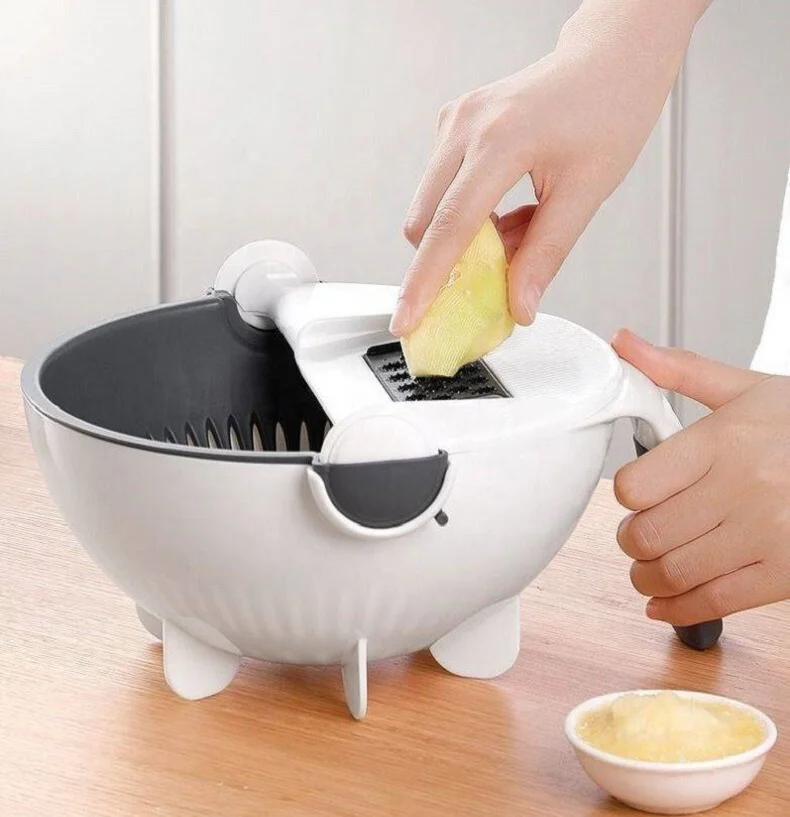 Kitchen Fruits Drain Basket Blade Cutter Manual 9 in 1 Slicer Vegetable Grater