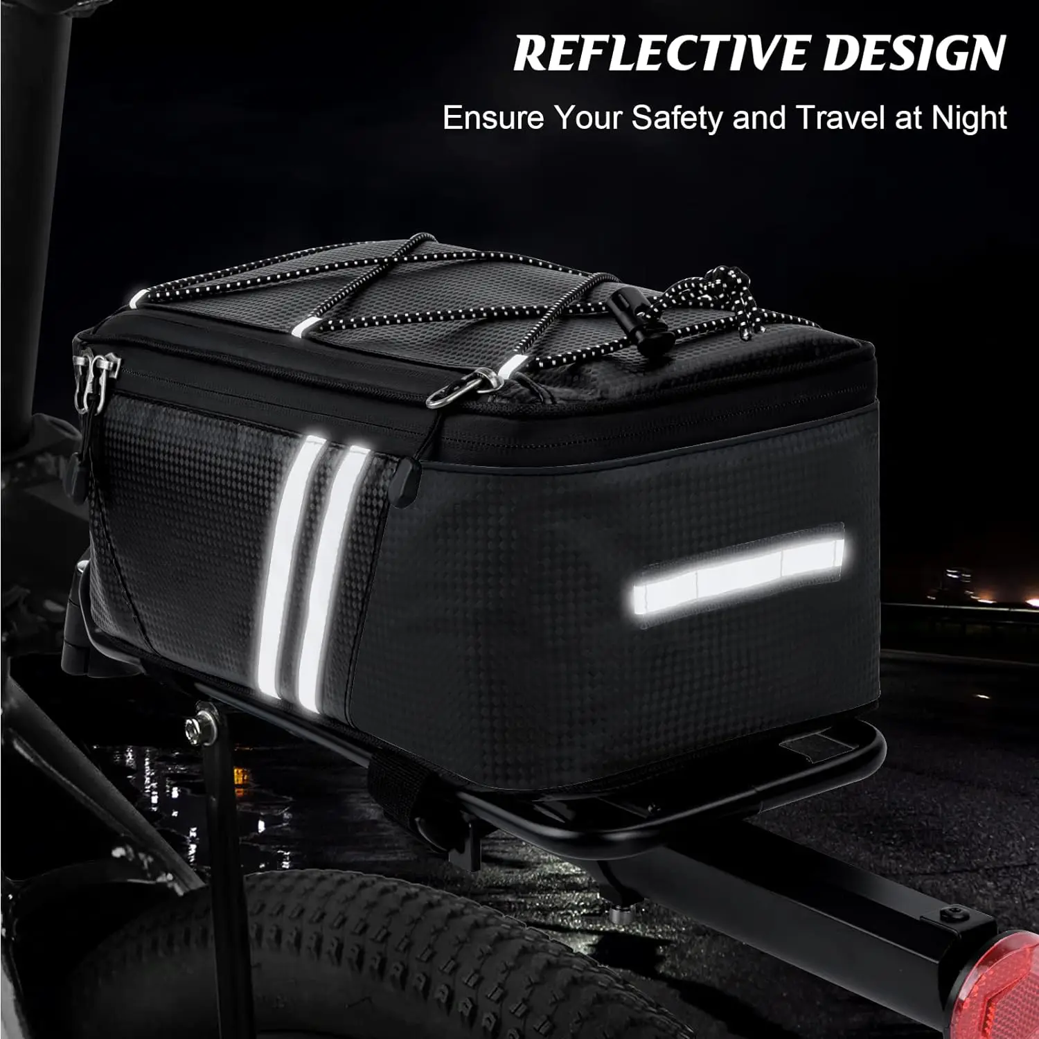 New Large Capacity Bike Riding Bag Waterproof Folding Motorcycle Rack Backpack Reflective Rear Riding Bag