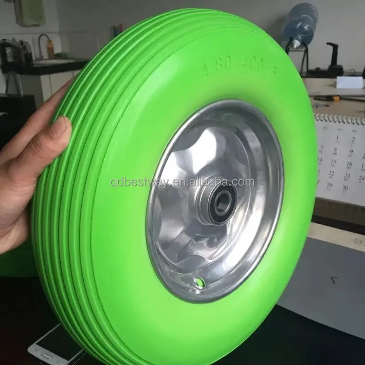 4.00-8 solid tire, flat free wheel, PU foam tyre for wheelbarrow