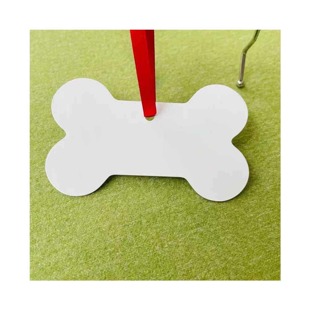 2023 оптовая продажа металлическое украшение в форме кости для рождественской елки сублимационные алюминиевые украшения заготовки рождественские