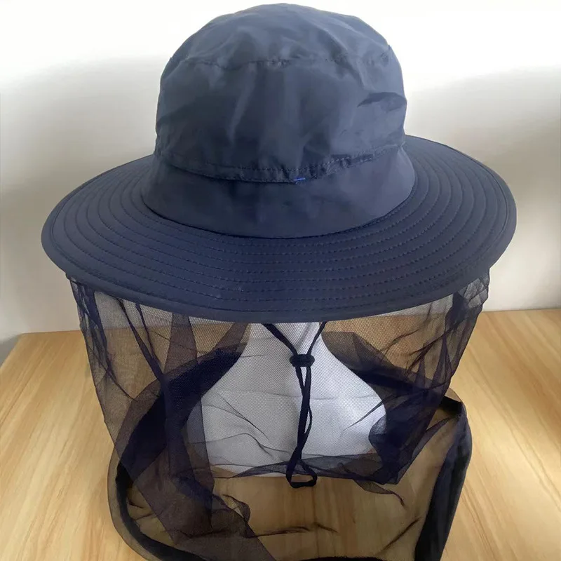 FF1418 Wide Brim Fishing Bucket Sun Hat Beekeeping Beekeeper Bee Veil Cap Men Women Outdoor Mosquito Head Net Hat
