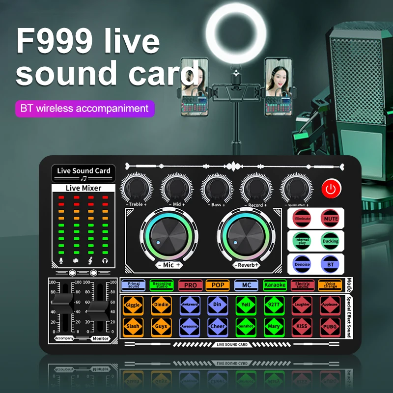 New Live Streaming Sound Card For Sing External Audio Interface Professional Studio Recordabl Audio