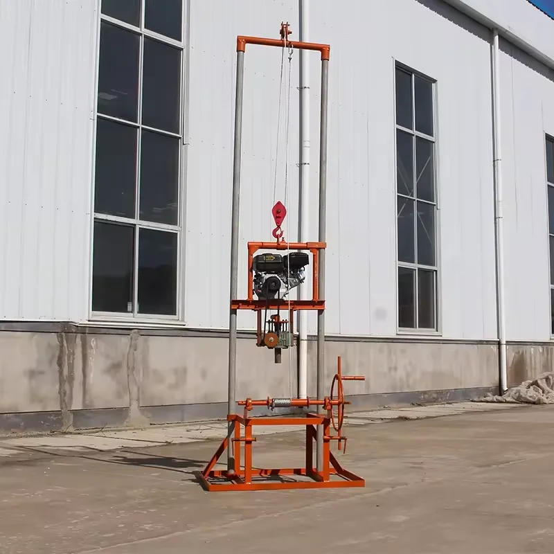 Small portable 80m depth gasoline mini manual rotary boring water well drilling rig machine