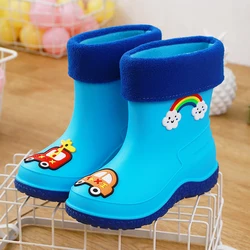 Детские плюшевые теплые и съемные нескользящие водонепроницаемые дождевые сапоги