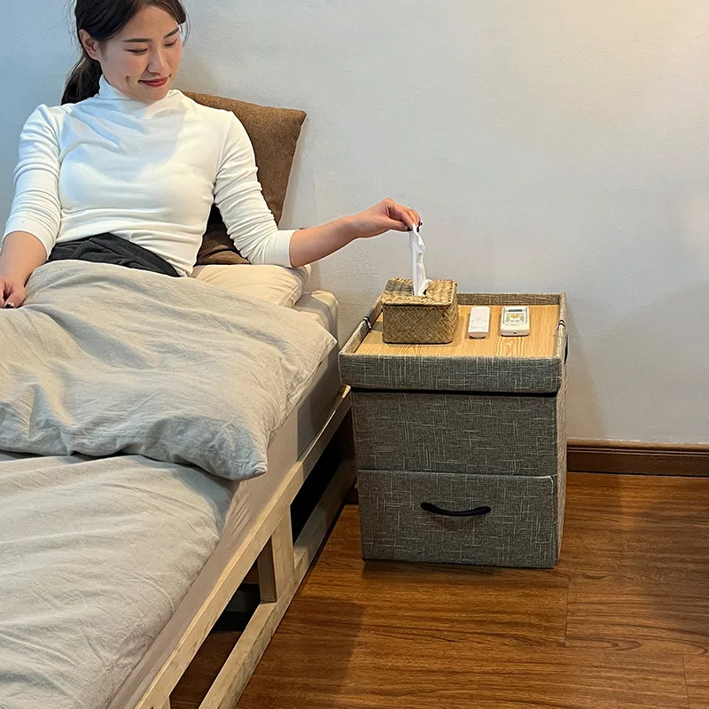 Factory Direct Furniture Mordernr   Foldable Storage Stool with Ottoman Wood Tray Drawer Type for Bedroom Hotel