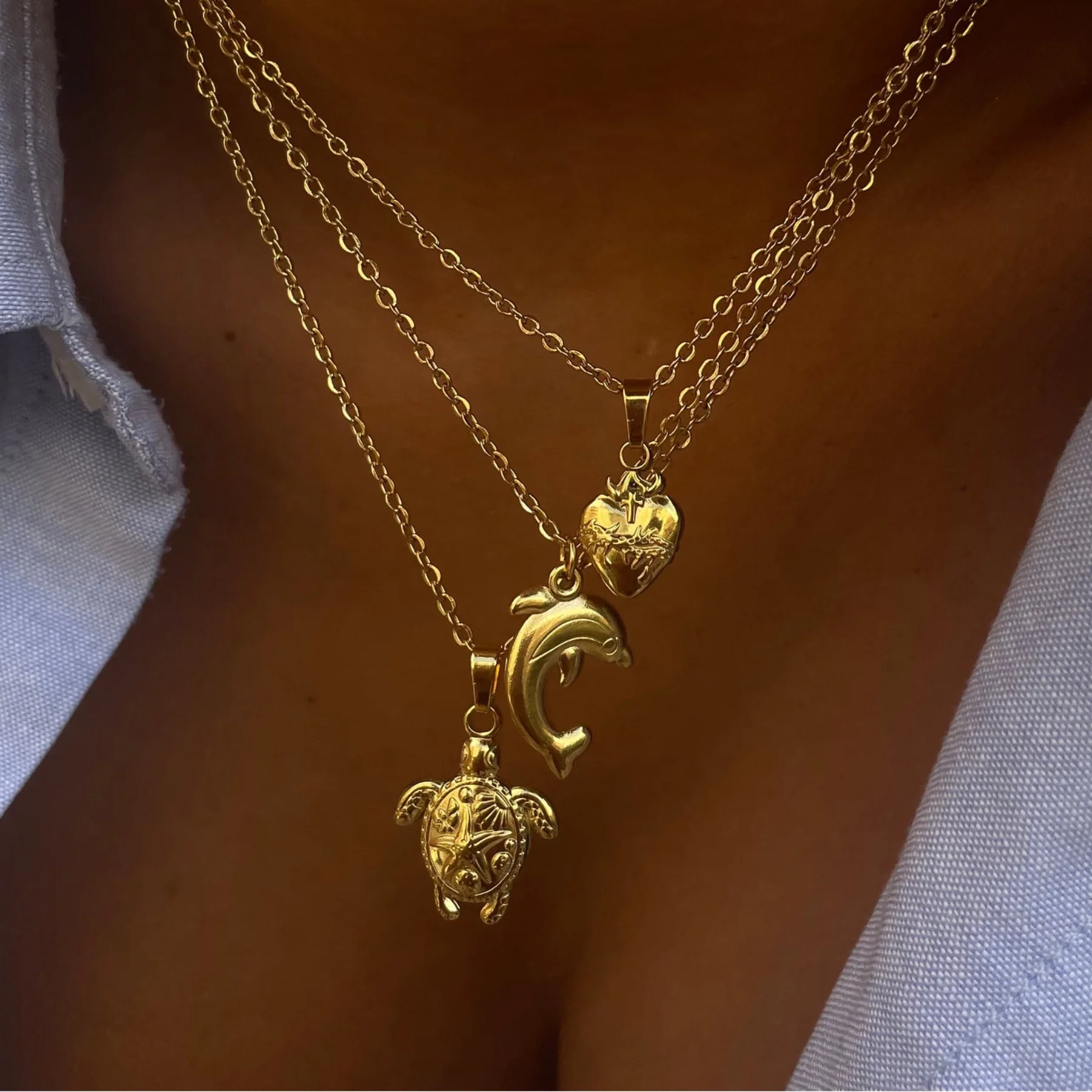 2024 new styles 18k Gold Plated Turtle Heart Cherry Fruit cherry necklace for woman