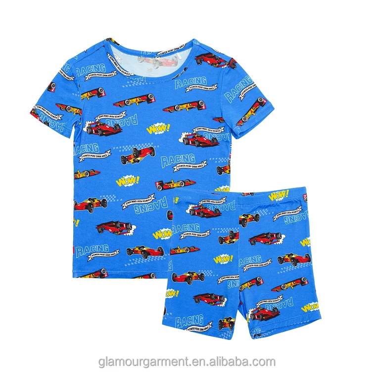 Custom Girls Sleepwear Cotton Home Wear Kids Clothing Print Kids Jogging Suit Summer Kids Pajama Set Short Sleeve Suit