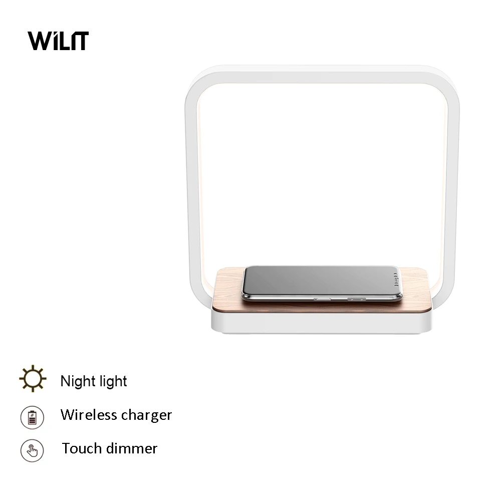 
Elegant Design A13S Bedside LED Night Lamp Touch Dimming Table Lamp With Wireless Charger 