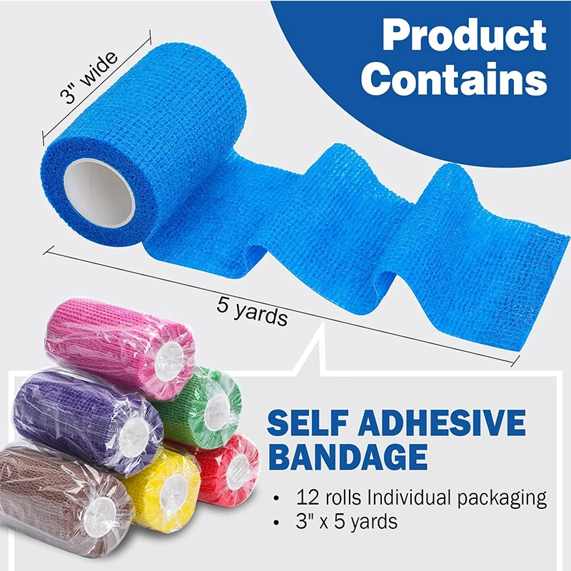 self adhesive wrap cohesive elastic bandage  Sports Physical Therapy Cohesive Bandage For Sport and Pet