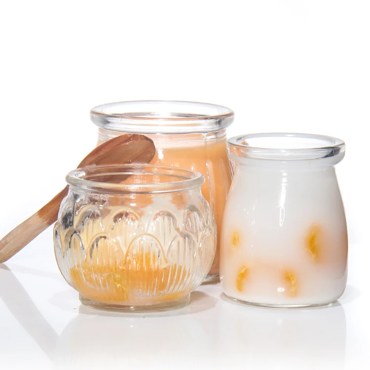 Custom Logo 100Ml 150Ml 200Ml Botella De Vidrio Lemon Small Chocolate Beans Pudding Jar With Plastic Cap