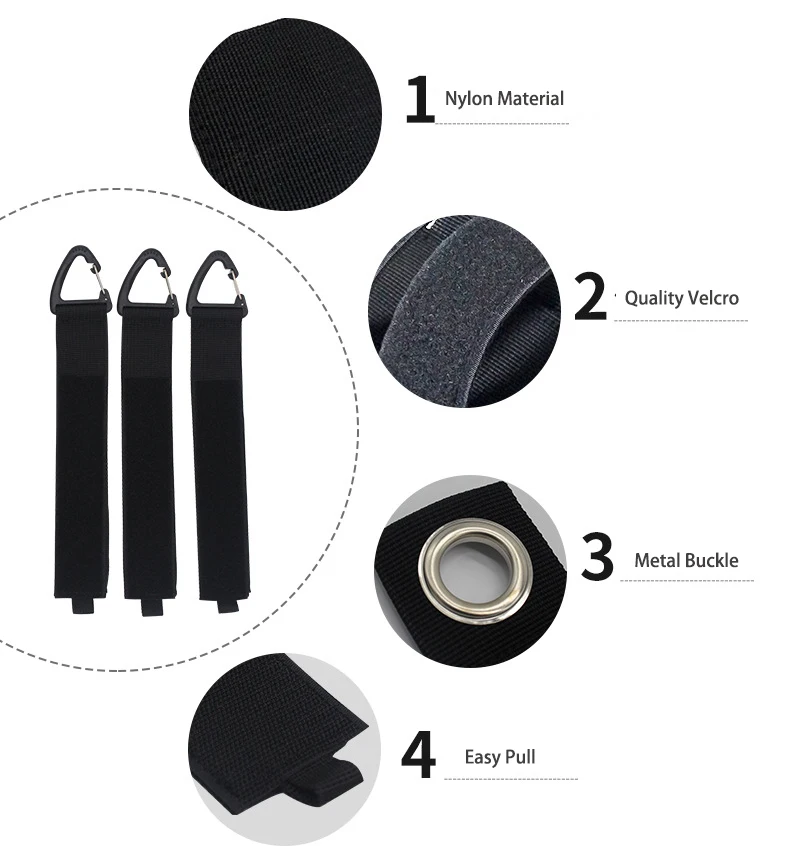 Heavy Duty Nylon Strap With Hook And Loop Carabiner Strap Suspension Straps