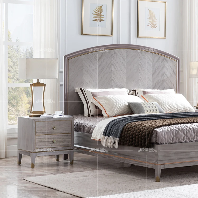 Welliton OEM Modern Style Bedroom Furniture Cabinet With Drawer Luxury Wood Bedside