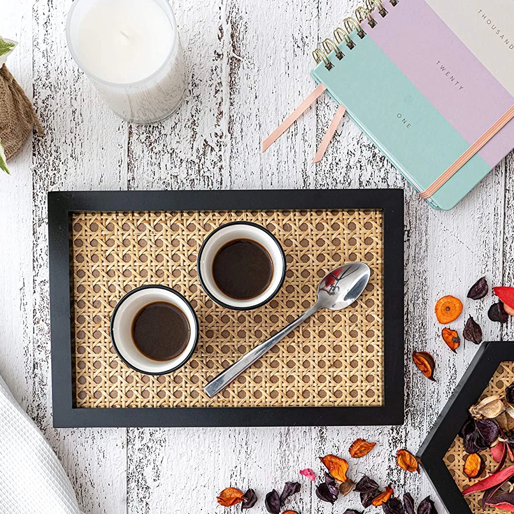 Rectangular Hand Woven Modern Minimalistic Design Rattan Bamboo Tray