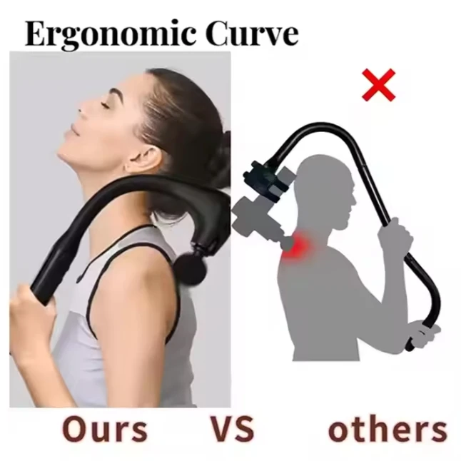 Massage Gun with Extended Handle 5 Speeds Brushless Massage Hammer Stick Deep Tissue Relieves Muscle Pain Massage Gun for Back