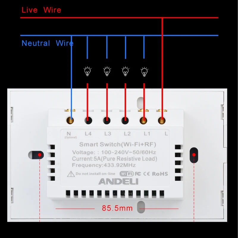 Tuya переключатель Wi-Fi 220v приложение smart life нейтральный провод работать с Alexa Google Home 110V 1/2/3 Gang
