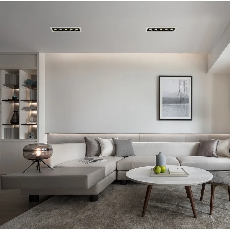LED line Downlight Recessed Rectangle Grille Ceiling Lamp 4W 10W 20W 30W AC85~265V LED Spot Light For Home Shop Decor