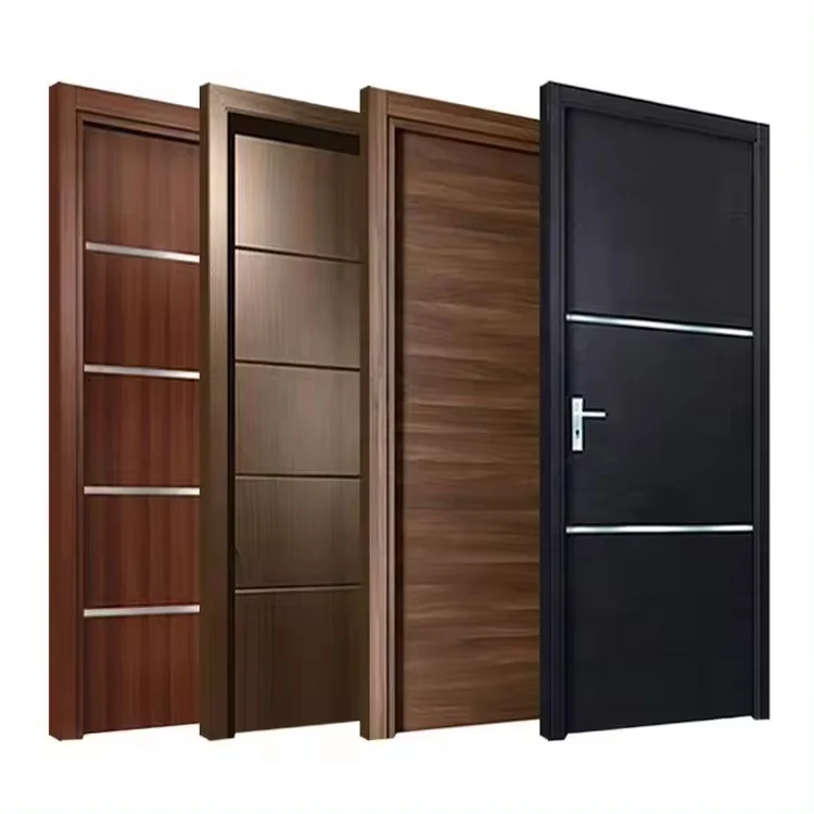 Apartment Suppliers Hot Sale Interior Wooden Door Doors MDF Wood PVC Plastic WPC Door 2023 Latest Modern Design China