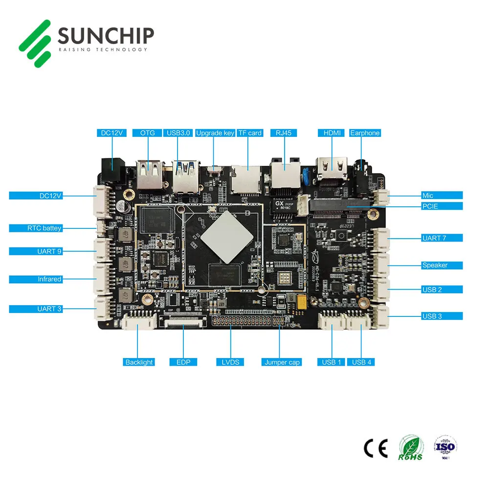 Rockchip Rk3566 четыре ядра ОЗУ 4 Гб ПЗУ 16 BT Wifi 1000 м Android 11 распознавание