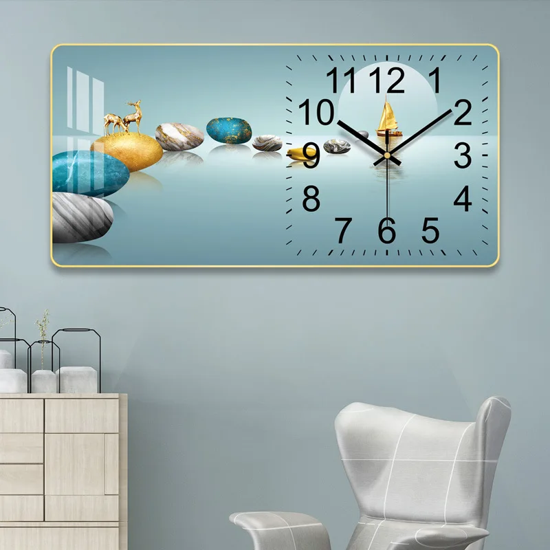 New Luxury Moden Living Room Animal Decorative Crystal Porcelain Painting  Wall Clock  for Home Decor