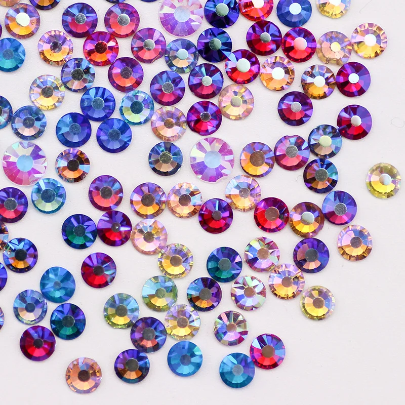 Lan Guang Factory Wholesale New Color AB Dazzling Flat Back Glass Rhinestones Nail Art Rhinestones DIY Accessories
