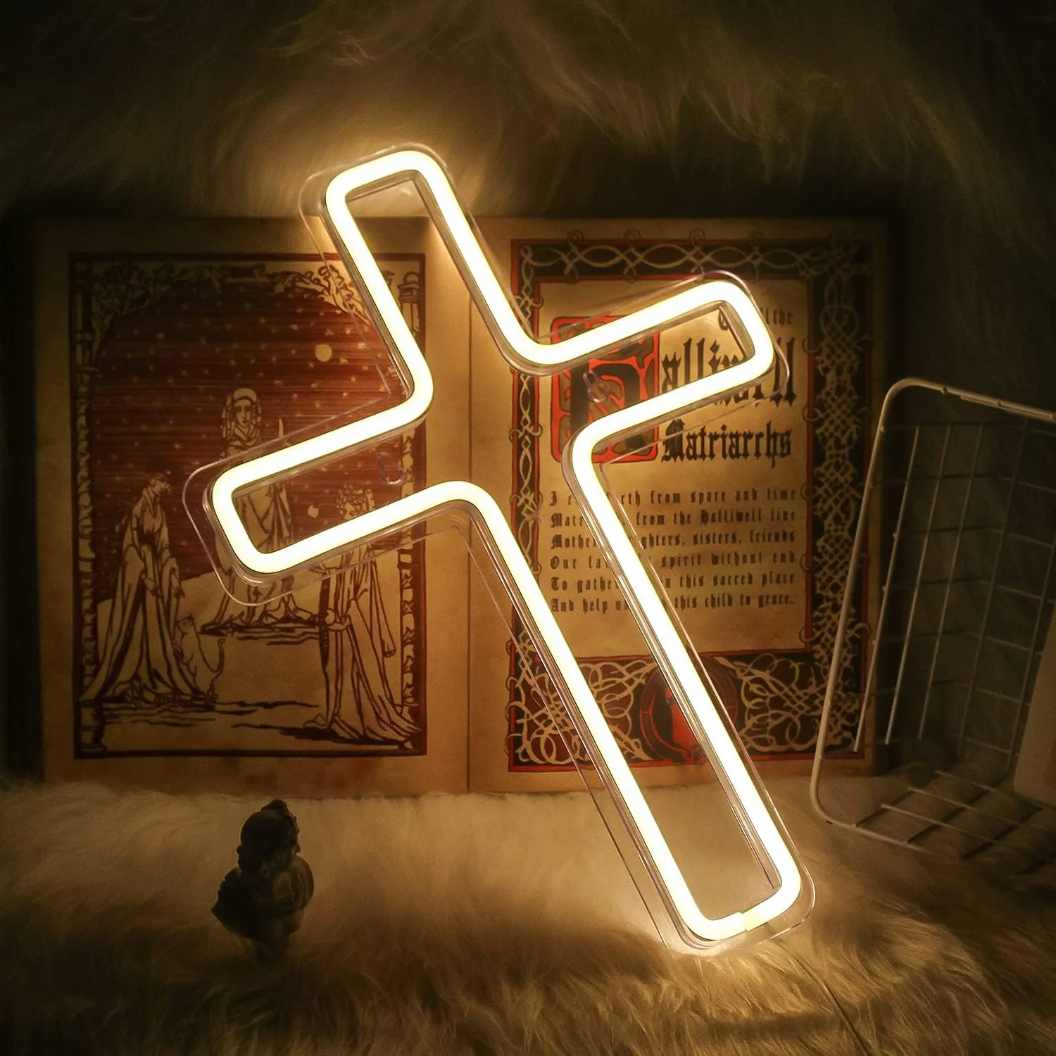 Неоновый светодиодный знак с USB-питанием от Jesus Christs крестиком для детей дня рождения крещения вечеринки спальни Настенный декор