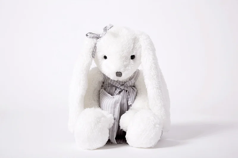 Custom super soft white stuffed animal plush toys bunny with long ears