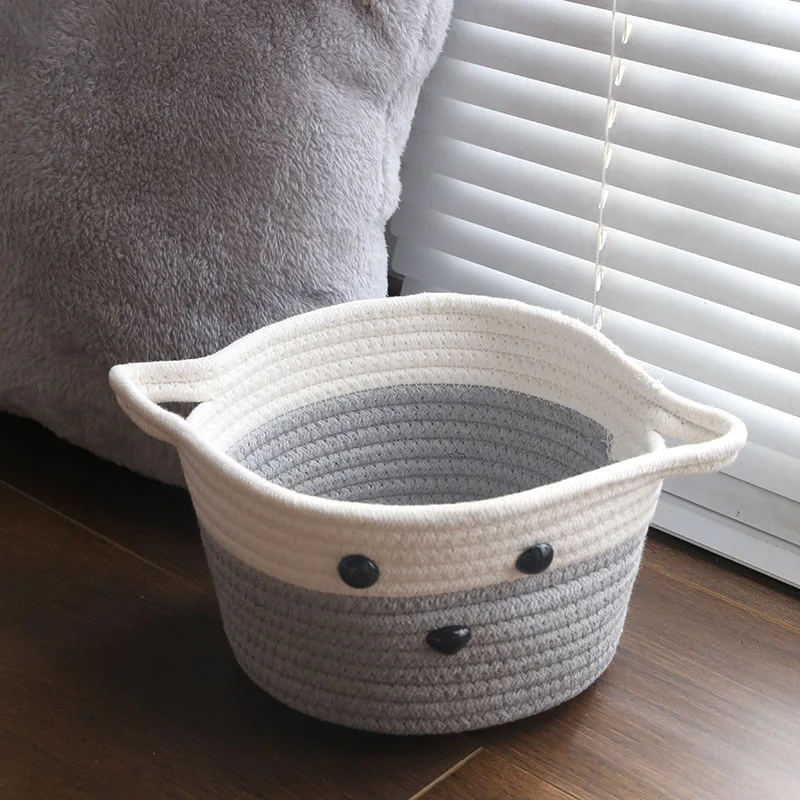 Wholesale Bedroom Dirty Clothes Basket Cotton Rope Storage Basket  Animal designs