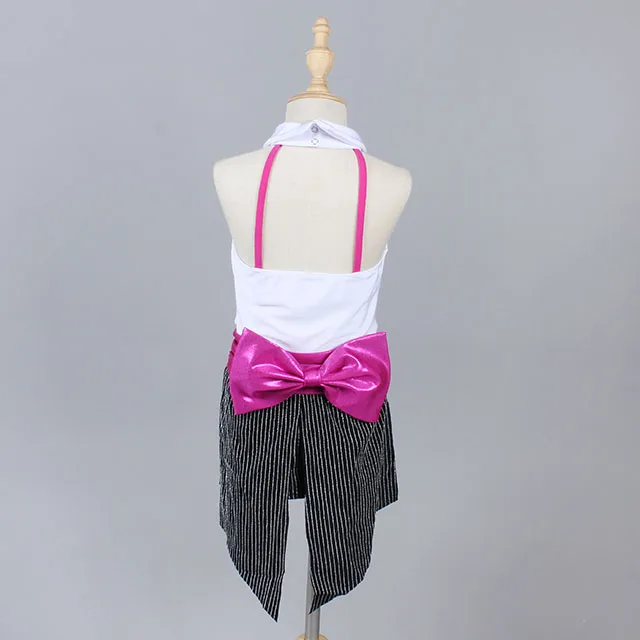 White leotard adult child pink sequin shorts swallowtail latin dance costume jazz dance wear