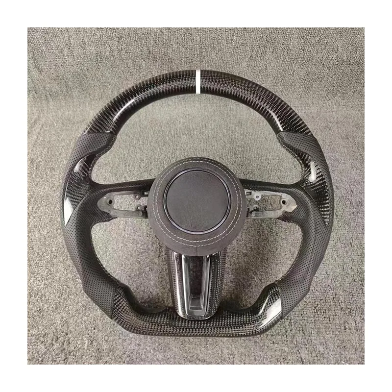Black Leather Steering Wheel Carbon Fiber Material for Mazda 3 Rx8 6 2008-2016