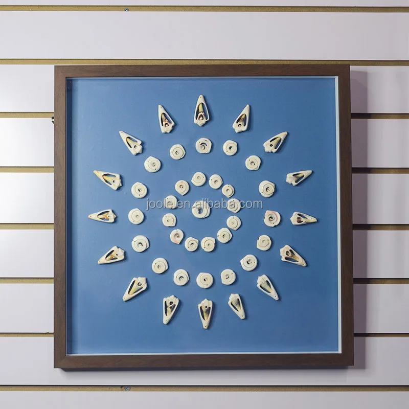 Wholesale customized 3D handmade natural shell painting living room wall art painting with photo frame